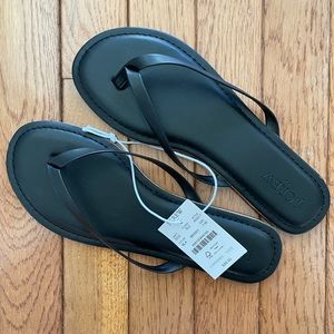 J. Crew Black Leather Flip Flops